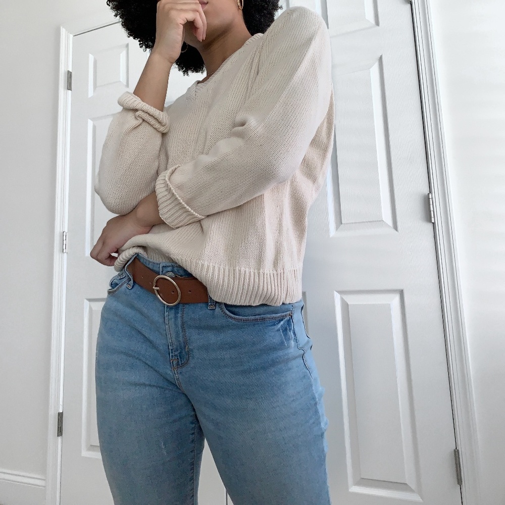 Nude V-Neck Sweater